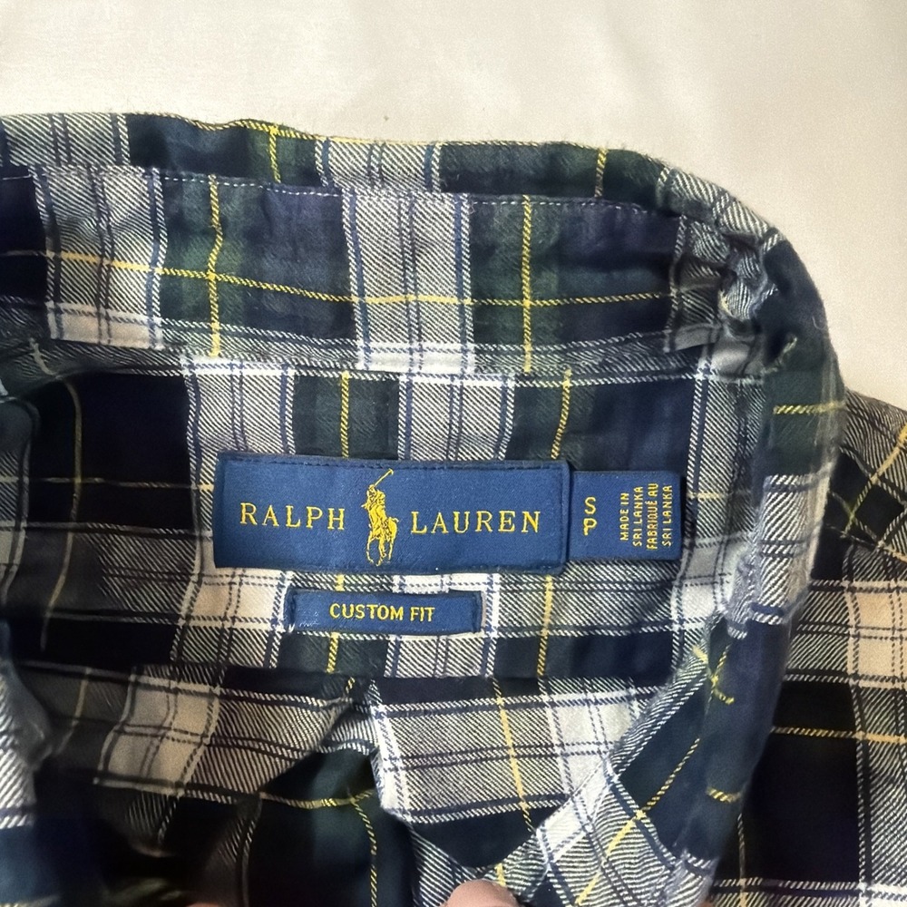 Ralph Lauren Crest Logo Plaid Button Down Shirt Mens Small Blue Green Preppy - Picture 3 of 8